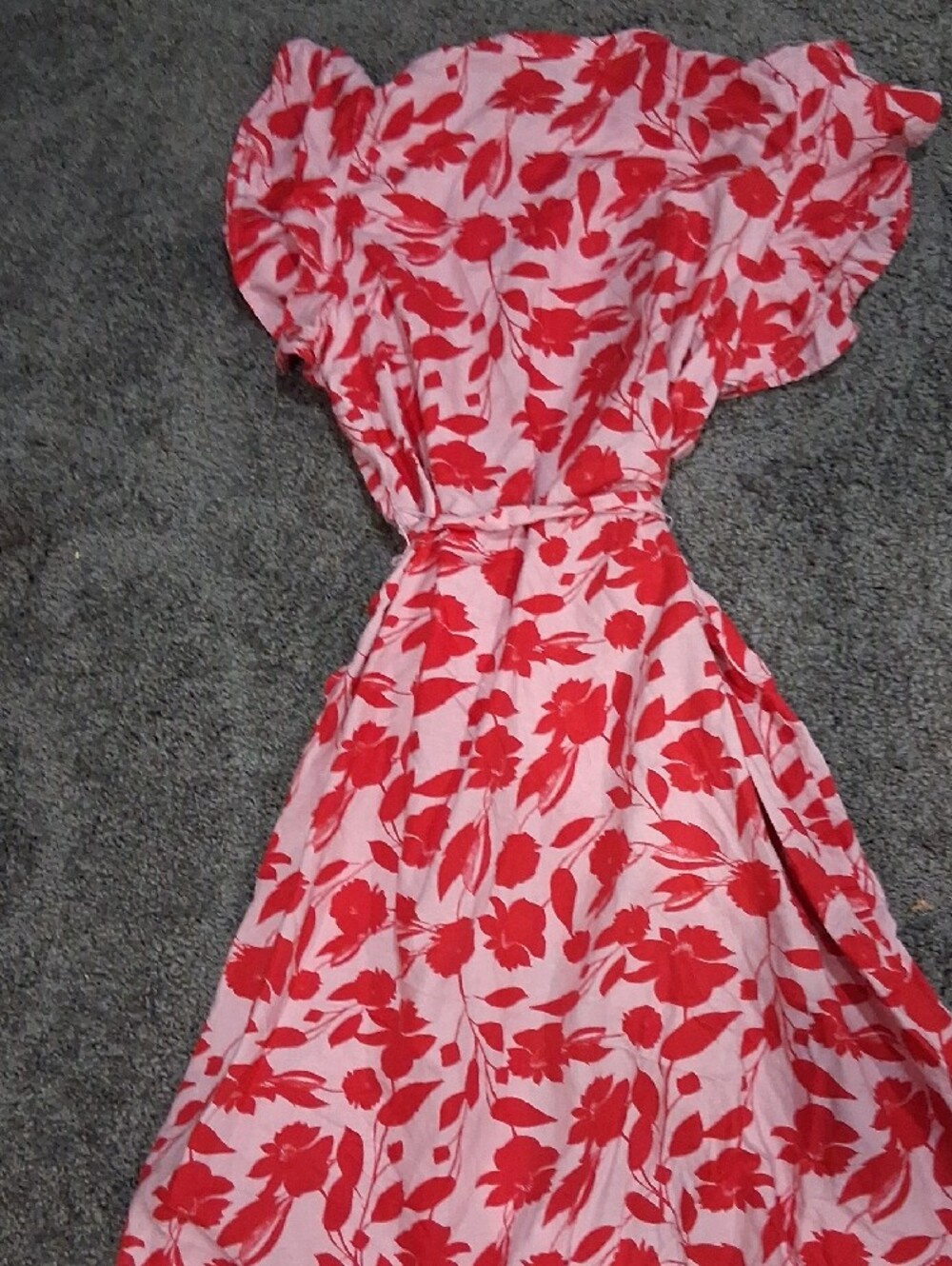 Eloquii Pink Maxi Dress with Red Floral Print - Picture 3 of 6